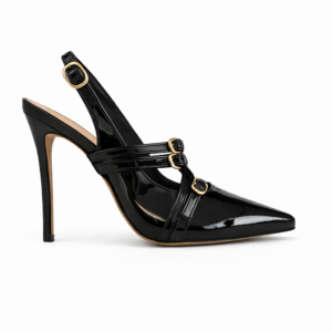Scarpin Slingback Verniz Preto Salto Alto Luiza