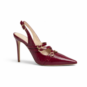 Scarpin Slingback Verniz Bordô Salto Alto Luiza