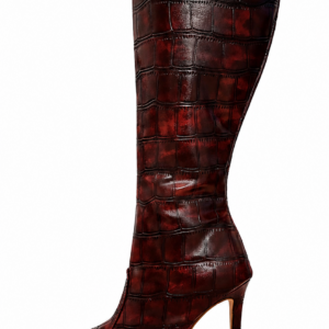 Bota Salto Alto Fino Croco Quéops Marsala