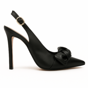 Scarpin Slingback Preto Salto Alto Anne