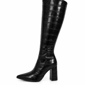 Bota Salto Alto Bloco Croco Quéops Preta